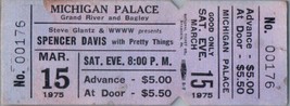 Spencer Davis Piuttosto Things Untorn Ticket Stub Marzo 15 1975 Detroit Michigan - £49.71 GBP
