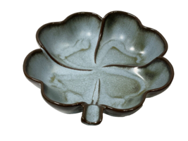 Vintage Frankoma #223 Blue/Brown 4-Leaf Clover Dish Candy/Trinket Rare Color  - £22.15 GBP