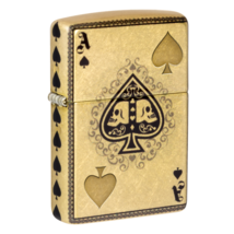 Zippo Lighter - Ace of Spades Skulls Lustre 540 Fusion Tumbled Brass - 4... - £36.81 GBP