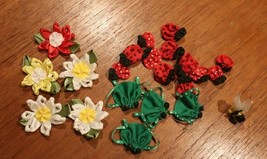 LOT RARE CRAFT VINTAGE MINIATURE RIBBON FROGS - BEE - LADYBUGS - FLOWERS - $16.31 CAD