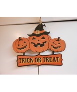 Halloween Trick Or Treat Pumpkins Hardboard Hanging 2 Pc. Door Decor 11&quot;... - $181.52 MXN