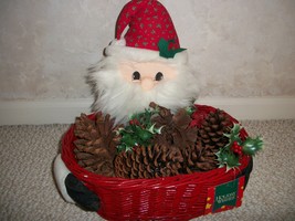 Vintage Santa in a Basket Holiday Decoration (#0173)  - £35.87 GBP