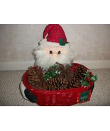 Vintage Santa in a Basket Holiday Decoration (#0173)  - £35.38 GBP