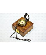 Sailor&#39;s Art Antique Brass Push Button Ship Dial Pocket Watch - $32.15