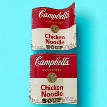 Vintage Campbells Soup Label Lot x 2 Tin Can Paper Ephemera Food Chicken Noodle  - £7.88 GBP