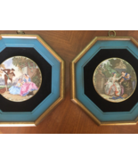 Pair of Vintage Octagonal Framed Paintings on French Porcelain  Courting... - £51.27 GBP