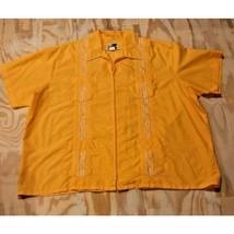 Genuine Haband Guayabera Yellow Gold Cuban SS 4XXL Embroidered Wedding B... - $16.70