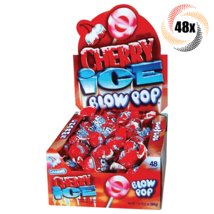 Full Box 48x Pops Charms Cherry Ice Blow Pop Bubble Gum Filled Lollipops... - £19.17 GBP