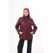 Vinci The Sierra Burgundy Leather Women Jacket image 14