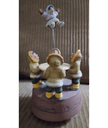 Sculpture and Music Box by R. Langford of Inuit Children Playing Blanket... - $49.49