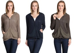M-Rena Pointelle-Stitch Zip Up Light Weight Hoodie Sweater - $22.00