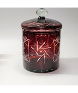 NICE Nachtmann BOHEMIA CRYSTAL Ruby Red CUT TO CLEAR Biscuit Cookie Jar ... - $114.02 CAD