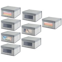 mDesign Medium Fabric Stackable Closet Storage Organizer Box with Front Window/L - £64.73 GBP