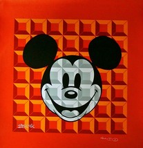 Tennessee Loveless-8-Bit Block Mickey (Red)-LE Serigraph/Canvas/Hand Signed/COA - £135.93 GBP