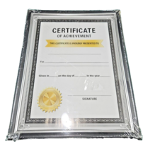 NEW Document certificate Frame Black Silver Trim 8.5&quot; X 11&quot; Plastic Sealed - £7.02 GBP