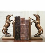 Equestrian Rearing Stallion Horses Bookends Bronze Electroplated Figurin... - €77,05 EUR