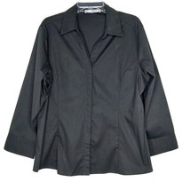 Lee Riders Size XXL Womens Blouse 3/4 Sleeve Hidden Button Front Solid Black - £11.12 GBP
