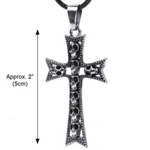 Skull Cross Necklace Gothic Skeleton Pendant Biker Punk Goth Fashion Jewelry New - £6.35 GBP