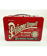 Pilsner Urquell Beer Lunch Box Advertising Tin Red Embossed Metal w/ Ins... - £10.19 GBP