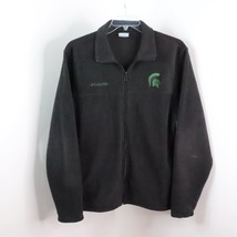 Columbia Men&#39;s L Michigan State MSU Spartans Black Zip Fleece Sweatshirt Jacket - £14.48 GBP