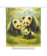 Panda Bear Family Shower Curtain – Wildlife Nature Bathroom Decor 71x74 - $45.00