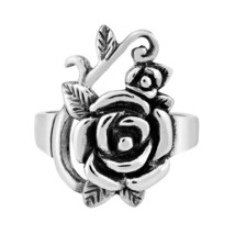 Vintage &amp; Sweet Rose Flower Valentines Sterling Silver Love Ring - 6 - £20.82 GBP