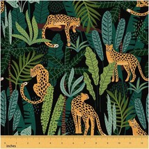 TropicWild Green Jungle Fabric - 2 Yards | Waterproof Leopa - £54.09 GBP