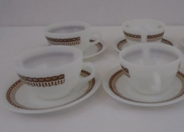 Corelle Vintage  Set Of Four Brown Design  Coffee Mugs And Saucers - £10.90 GBP