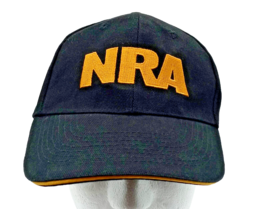 NRA Embroidered Hat Adjustable Black Gold w/ USA Flag - £6.96 GBP