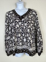 Weekend Suzanne Betro Womens Plus Size 3X Floral V-neck Peasant Top Long Sleeve - £14.35 GBP
