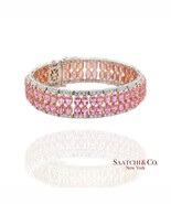 18k (750) White Gold Natural Pink Sapphire and Diamond Bangle Bracelet - $16,958.70