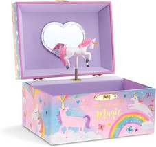 Jewelkeeper Girl&#39;s Musical Jewelry Storage Box with Spinning Unicorn, Cotton - £30.36 GBP