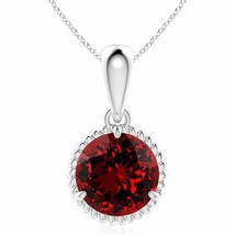 ANGARA Lab-Grown Rope-Framed Claw-Set Ruby Pendant in 14K Gold (10mm,4.5 Ct) - £1,535.52 GBP