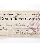 1915 Kineo Trust Company Bank Check E.A. Sampson Dover Maine Signed 7092... - $28.05 CAD