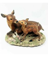 Masterpiece Porcelain by Homco 1979 &quot;Fawn with Mother, Sweet Deer&quot; Figurine - £37.20 GBP