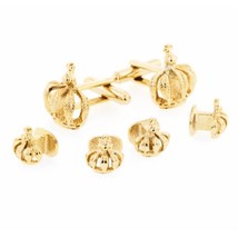 Mardi Gras Crowns Cufflink and Stud Set Gold Finish - $94.05