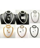 1 Faux Pearl Set:Necklace+Bracelet+Clip On Earrings 18&quot; White, Off white... - $218.66 MXN+