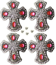 4 Conchos Rhinestone Horse Saddle Western Rodeo Bridle Cross CO184 - $16.82