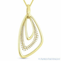 0.52ct Round Cut Diamond Micro-Pave Drop Charm 14k Yellow Gold Necklace Pendant - £1,481.58 GBP