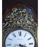Antique Old Montmoreau Clock Face Enamel Embossed Brass French France Hands - $129.43 CAD