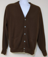 Vintage 70s Pinnacle Chocolate Brown Cardigan Sweater Grunge Acrylic Men... - £54.48 GBP