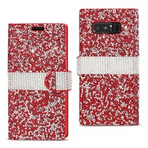 [Pack Of 2] Reiko Samsung Galaxy Note 8 Diamond Rhinestone Wallet Case In Red - £24.56 GBP