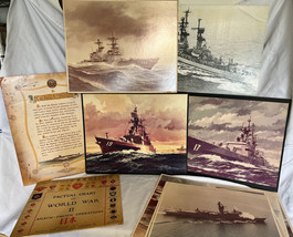 1946 Factual Chart And LARGE Navy Ship Print Lot 20+ Prints Both Backed &amp; Not - £339.72 GBP