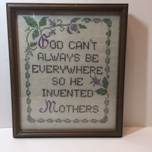 God Invented Mothers Finished and Framed Stamped Cross Stitch 14.75&quot; x 1... - £19.72 GBP