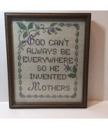 God Invented Mothers Finished and Framed Stamped Cross Stitch 14.75&quot; x 1... - £19.36 GBP