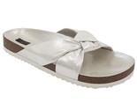 GILI Women Knotted Strap Slide Sandals Pearlia Size US 10M Silver Shimmer - £9.49 GBP