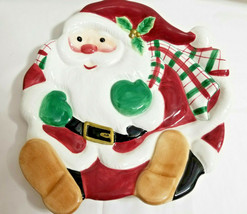 Fitz & Floyd Handcrafted Holiday Christmas Santa Plate Dish Container 8" Tall - £23.52 GBP