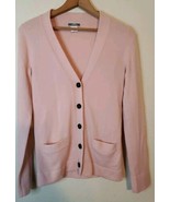 J.Crew Womens Small 100% Cashmere Cardigan Sweater Pink 2 Holes Preppy C... - $18.66