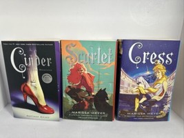 Lot of 3 The Lunar Chronicles by Marissa Meyer Cinder, Scarlet, Cress All TPBK N - £18.99 GBP