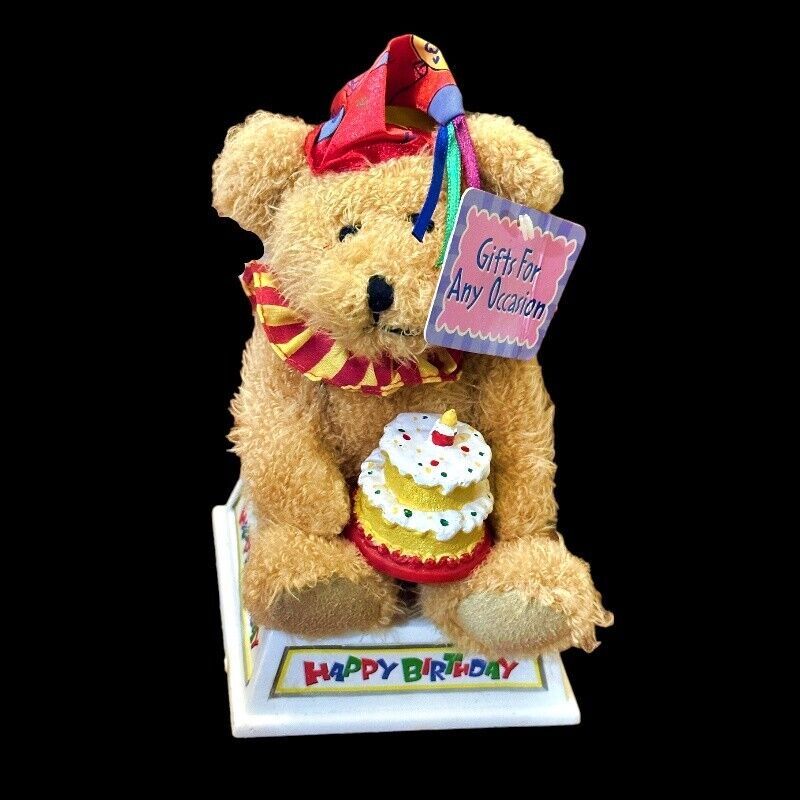 Happy Birthday Clown Teddy Bear Plush Stuffed Animal 6 Inch Stand Tag Dan Dee - £6.07 GBP